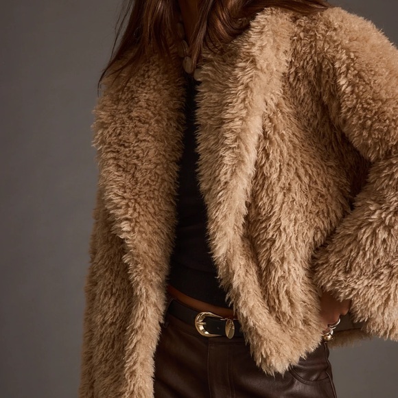 12TH TRIBE Suki Camel Shearling Coat - Picture 3 of 4
